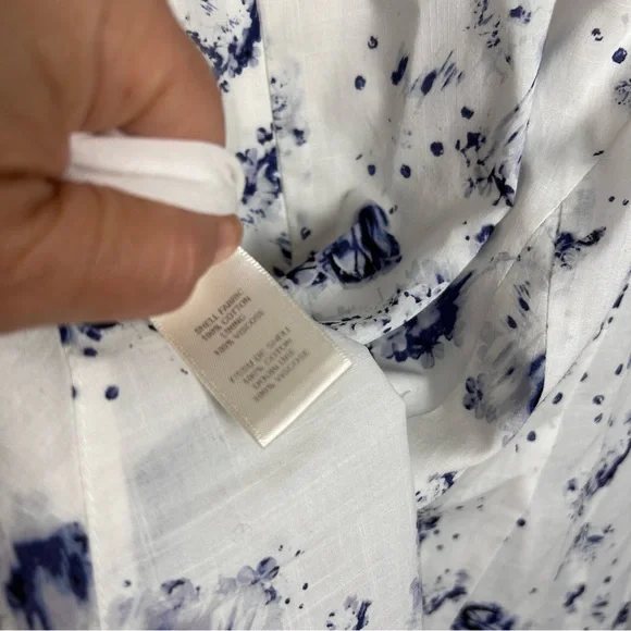 Rebecca Taylor NWOT Blue Floral & White  fit & flare full skirt floral dress SZ4 - Picture 10 of 10